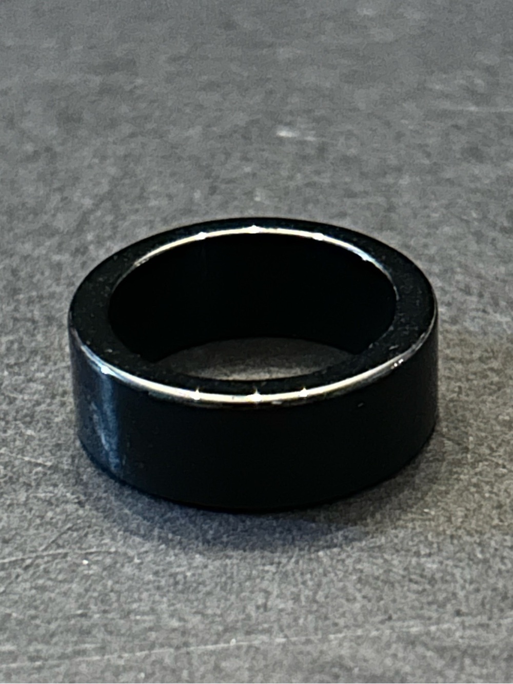 Unisex Genuine Natural Black Jade Band Ring 5.72 Grams Size 9